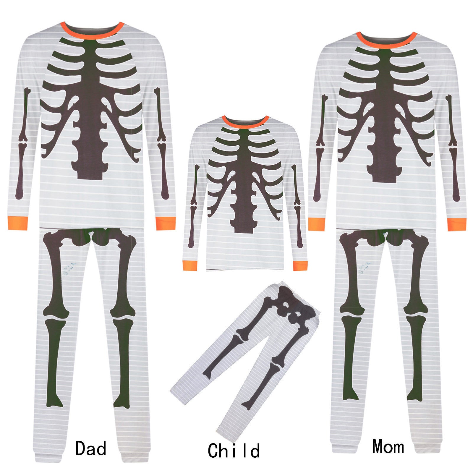 Family Matching Halloween Bone Print Parent-child Outfit Pajamas