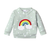 Baby Girls V-neck Long Sleeve Rainbow Cute T-shirt