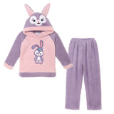 Kid Baby Boy Girl Plush Pajamas Cartoon Hooded Thickened Coral Pajamas