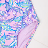 Kid Girl Purple One-piece Leaf Ruffle Shoulder Swimsuit