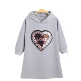 Kid Baby Girl Sequins Flip Cartoon A-line Sweatshirt Hoodie