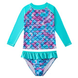 Kid Girls Separate Swimsuit Long-sleeved Bikini Mermaid Swimwear