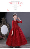 Kid Girl Princess Yarn Long-sleeve Western Performance Autumn Dresses