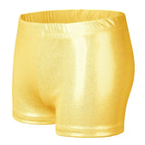 Kid Girl Dance Bright Gold Bronzed High Elastic Shorts Training Pants