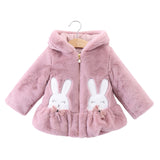 Baby Girl Cotton Short Ears Rabbit Embroidered Cute Thick Coats