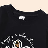 Family Matching Mom Girl Cotton Valentine's Day Lettering Leopard Print Shirts