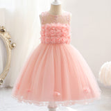 Baby Girl Princess Strapless Flower Mesh Lace Petals Dresses