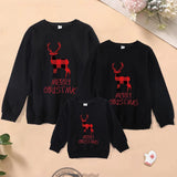 Family Matching Christmas Cartoon Elk Print Top Shirts