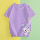 Kid Girls Short-sleeved T-shirt Cute Printed Blouse