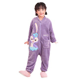 Kid Baby Girl Winter Flannel Zipper Conjoined Cute Cartoon Warm Pajamas