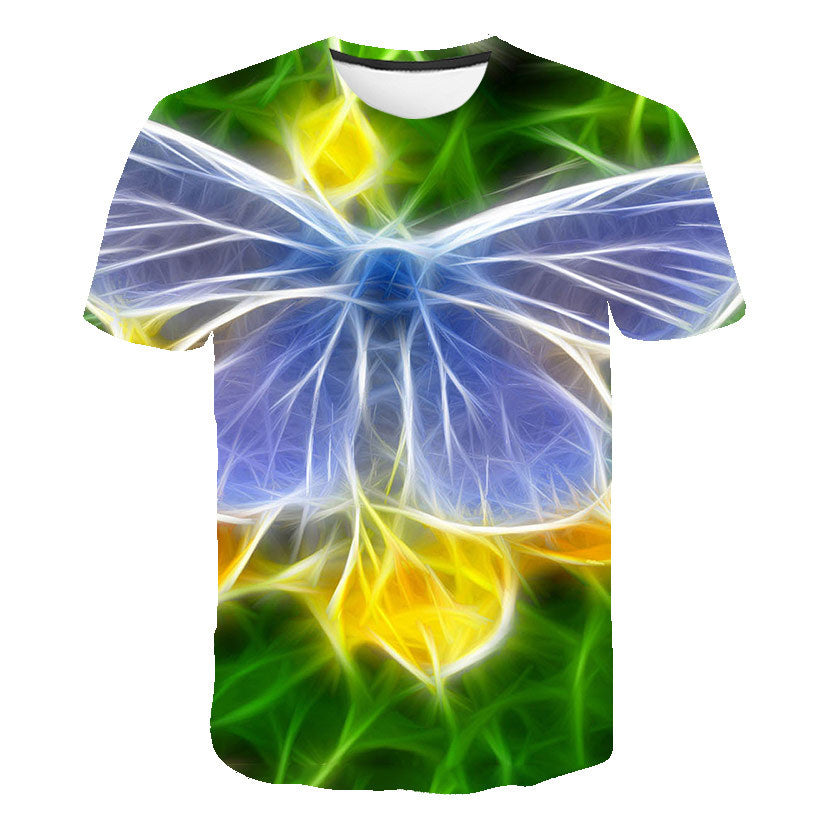 Kid Boy Girl Short Sleeve Beautiful Butterfly 3D Printing Cool Loose T-shirt
