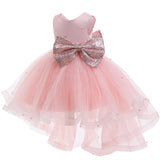 Kid Baby Girls Net Gauze Pearl Tail Bow Performance Dresses