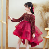 Kid Girls Spring Autumn Long Sleeved Trailing Sequins Dresses