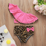 Baby Girl Rose Yellow Bow Leopard Print Swimsuit