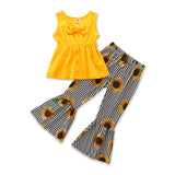 Kid Baby Girls Fashion Summer Sleeveless Sunflower 2 Pcs Sets