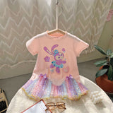 Kid Baby Girl Cartoon Mesh Star Summer Fashion Dresses