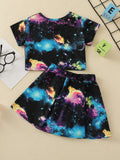 Kids Summer Girls Flower Rainbow Fashion Sky 2 Pcs Sets
