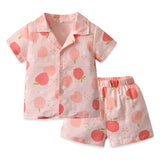Kid Baby Boy GirlCotton Pajamas Summer Short Sleeve Cartoon Casual 2 Pcs