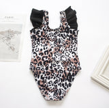 Kid Girl Ruffled Leopard Print Swimsuit