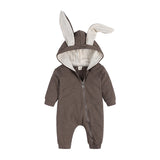 Baby Crawl Suit Harcoat Big Eared Rabbit Hooded Zipper Rompers