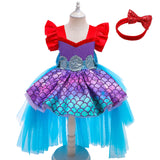 Kid Baby Girl Princess Mermaid Shell Tailing Birthday Dresses