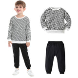 Kid Baby Boy Leisure Suit Printed Long Sleeve Fashionable 2 Pcs Sets