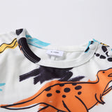 Family Matching New Parent-child Round Collar Short Sleeves Dinosaur Dresses