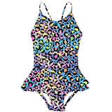 Kid Girls Leopard Print One-piece Bathing Beach Swimsuit