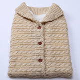 Baby Button Outdoor Cart Wool Knit Fleece Thickened Thermal Sleeping Pajamas