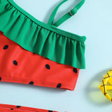 Kid Baby Girls Summer Suspender Swimsuit Watermelon Split Bikini