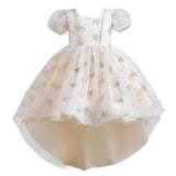 Kid Girl Embroidered Little Host Wedding Trailing Dress