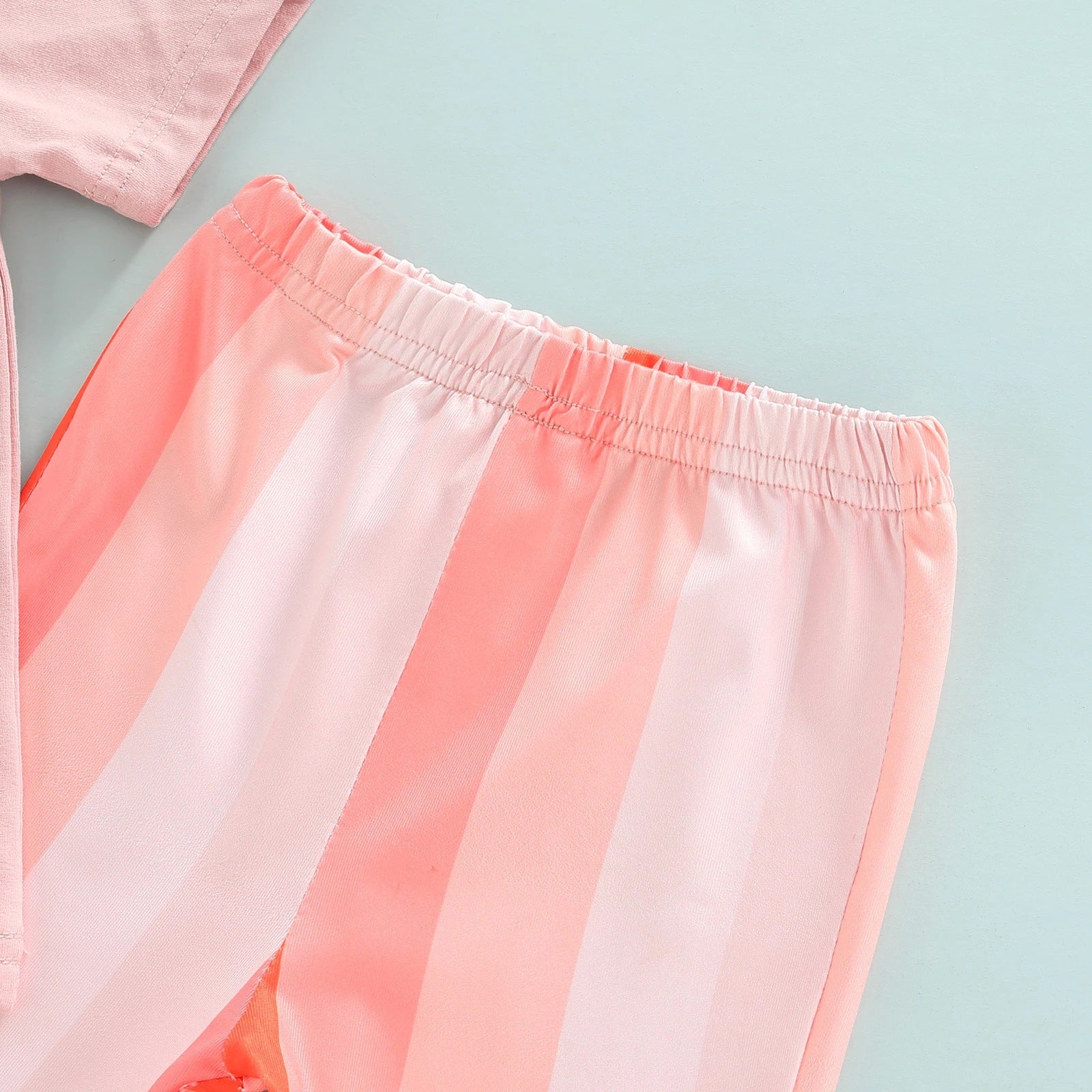 Baby Girls Suit Summer Stripe Bell Bottom Short Sleeve 2 Pcs Set