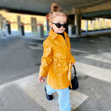 Kid Baby Girl Long Sleeve  INS Windbreaker Wind Leather Coat