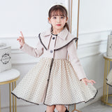 Kid Autumn Girls Woolen Cardigan Doll Collar Princess Dresses