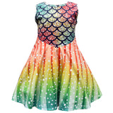 Kid Baby Girl Cartoon Mermaid Colorful Fish Scale Dresses