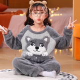 Kid Girl Autumn Winter Coral Velvet Cute Cartoon Sweet Pajamas