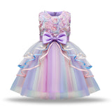 Kid Girl Bow Rose Pompous Skirt Gauze Dress