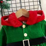 Kid Baby Girl Christmas Party Warm Detachable Velvet Dress