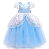 Kid Girl Princess Mesh Cinderella Bubble Sleeves Dress