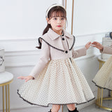 Kid Autumn Girls Woolen Cardigan Doll Collar Princess Dresses