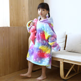 Kid Girl Cloak Blanket Lamb Fleece Solid Color Lazy Blanket Pajamas