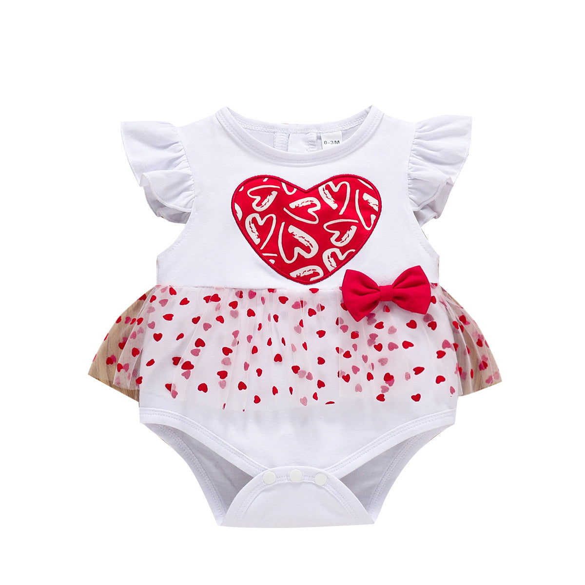 Baby Girl Valentine's Day Fart Red Heart Crawling Rompers