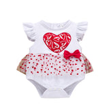 Baby Girl Valentine's Day Fart Red Heart Crawling Rompers
