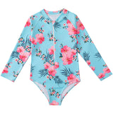 Kid Girls Middle Sunscreen Swimsuit Long-sleeved One-piece Swimwear