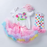 Baby Girl Easter Egg Embroidered Short Sleeve Pastel Sets 2 Pcs