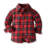 Kid Baby Boy Suit Long Sleeve Cotton Plaid Suspenders Formal 2 Pcs Sets