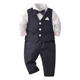 Kid Baby Boy Gentleman Autumn Long-sleeved 4 Pcs Set