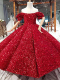 Kid Girl Princess Shag Yarn High-end Host Piano Performance Sequins Dresses