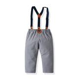 Baby Boy Suit Long Sleeve Halter Overalls 4 Pcs Sets