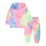 Kid Baby Boy Girl Tie Dye Suit Fashion Printed Hooded Suits 2 Pcs Sets
